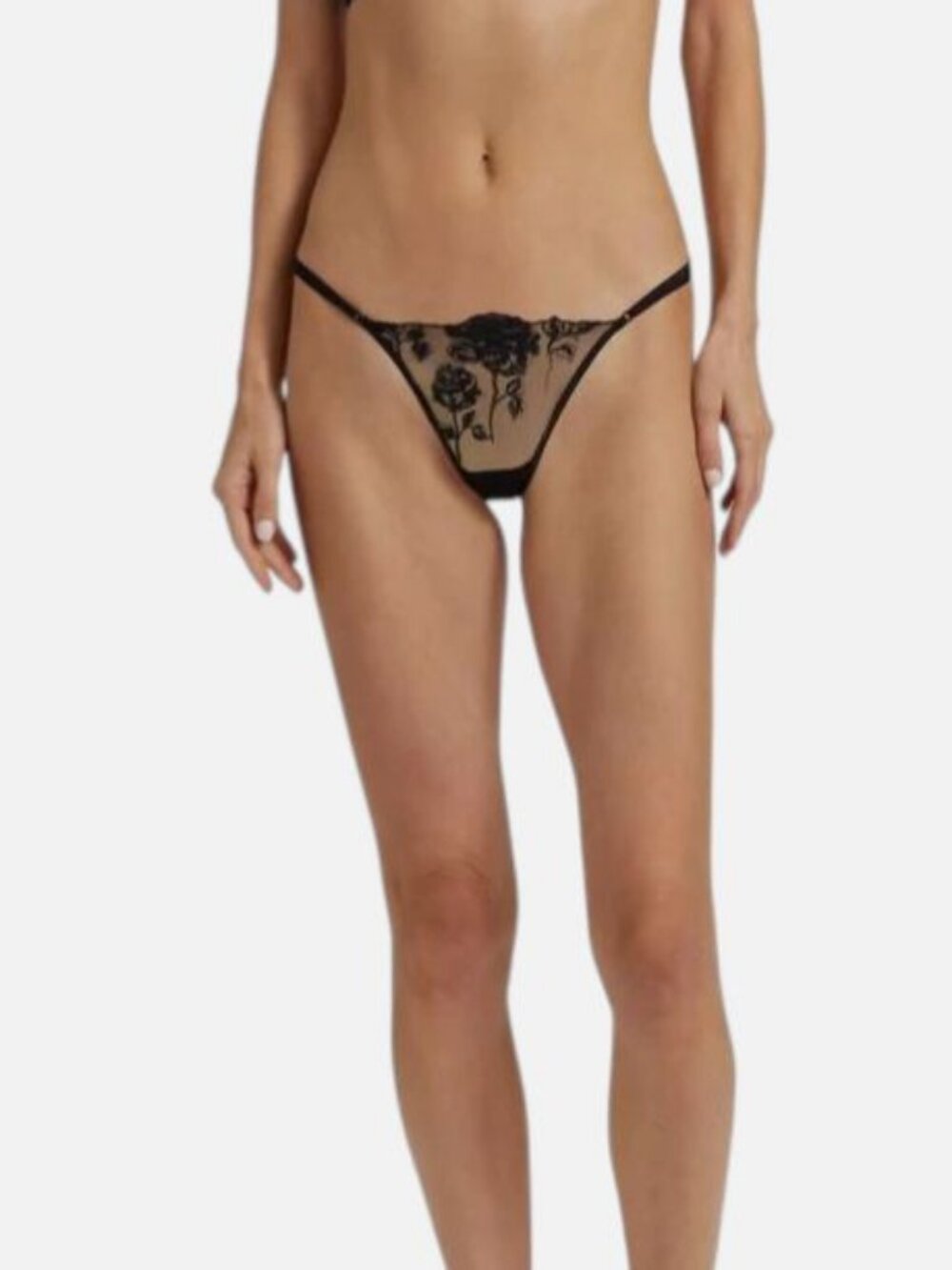 Kiki De Montparnasse Women's Black Dominique Lace Thong Panties Size M